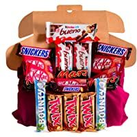 Los mejores  - Caja regalo de bombones y chocolates - Kinder Bueno- Kit Kat- Twix- Bounty- Twix- Snickers- Mars. Regalo original para…